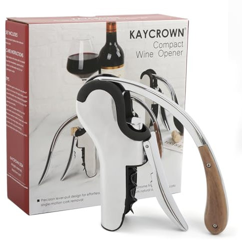 KAYCROWN Cavatappi per bottiglie di vino in acciaio inossidabile, cavatappi a leva verticale con design con taglierina integrata, cavatappi manuale manuale con pompa a leva ergonomica