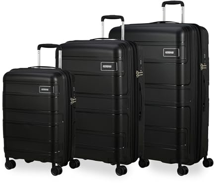 American Tourister Skymax - Set di valigie 3 pezzi, nero (basso nero)