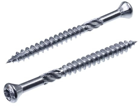 SECCARO Terrassenschraube Zierkopf 4 x 45 mm, Edelstahl A2, Holzschraube mit Cut-Spitze und Schneidkerbe, TX/Innensechsrund, 200 Stück