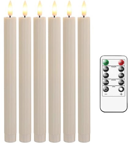 Candele per finestre senza fiamma con telecomando, 6 candele a LED coniche con timer | Luci decorative natalizie senza fili per finestra per camera da