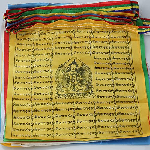 PAAWBW Bandiere di Preghiera tibetane, Bandiere di Preghiera del Nepal, ciascuna Bandiera Misura 28 x 27 cm, ce ne Sono 30 in Totale e la Lunghezza Totale è di Circa 8,1 Metri.