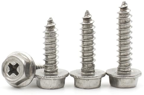 HBGNZU Lot de 10, 20 ou 50 vis autotaraudeuses cruciformes à tête hexagonale en Acier Inoxydable 304 for Le Travail du Bois(M6x20 (10pcs))