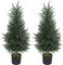 HOMCOM Artificial Plants Outdoor, 90 cm Fake Cypress Tree with Plastic Pots, UV-Resistant Faux Plants for Garden Front Porch Decoration, 2 Pack
