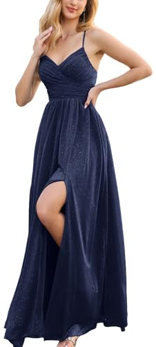 VOUIAO Women's 2026 Elegant Formal Gown Summer Long Prom Dress Wedding Bridesmaid Guest Evening Party Cocktail Maxi Dress Navy Blue XL
