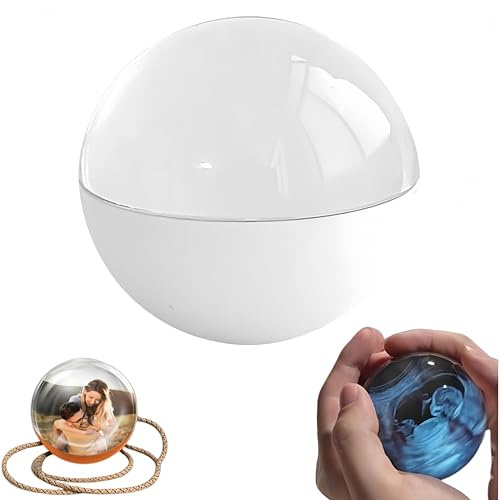 Bola de cristal 3D con pantalla digital, esfera LED personalizada para fotos y video, ultrasonido de bola de cristal 3D, regalo de foto , regalo de memoria de carga personalizado para (Blanco)