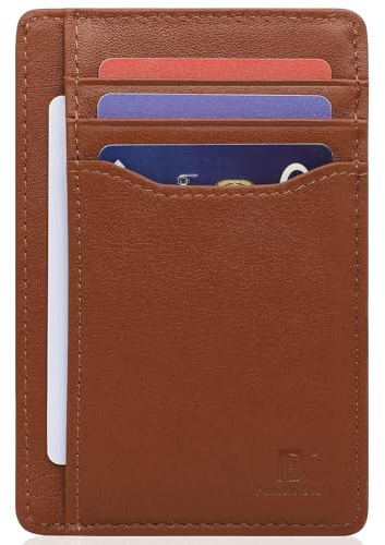 Pomelo Best Cartera Delgada de Piel Auténtica con Bloqueo RFID Tarjetero Ultrafino para 7 Tarjetas y Dinero Efectivo Ideal para Viaje Regalo Hombre