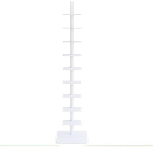 Torre de libros de metal de 9 niveles, organizador vertical ajustable, estante abierto para almacenamiento en el hogar y la oficina, exhibición alta para estudio y sala de estar