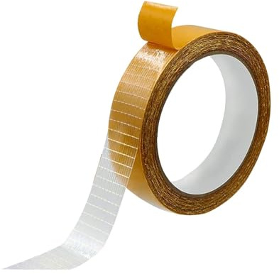 SGETHCH Double Sided Fabric Tape,No Sew Hemming Tape 30mm x 10m | Strong self-adhesive fabric tape for quick no-sew repairs on clothes, curtains, carpets and DIY crafts without ironing.