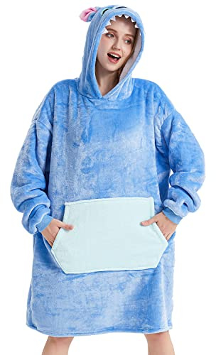 chuangminghangqi Couverture à Capuche Flanelle Douce Robe Sweat Pull Chaude et Confortable TV Couverture Sweat à Capuche Épaisse - Surdimensionnée Grande Poche