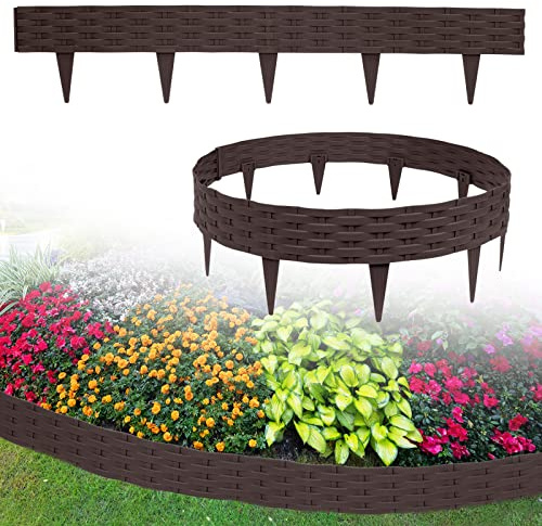 UISEBRT Rabattkant plast 50 m, rabattinfattning, trädgårdsstaket, rabattkant, rottinglook, kantstenar, palisader, trädgård, dekorativa kanter, blomrabatt, trädgårdspalisad, brun