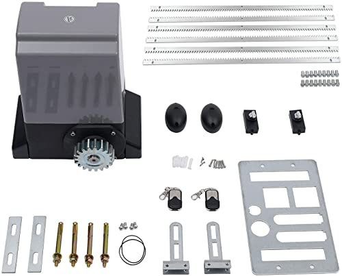 Schiebetorantrieb Set bis 1200 kg Torgewicht Elektrischer Schiebetorantrieb 550W Motor Torantrieb Set Tor Antrieb mit 2 Fernbedienungen und 6m Zahnstange