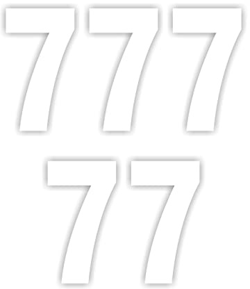 【Pack of 5】Shinny White Wheelie Bin Number (7) Self Adhesive Water Resistant Stickers, 7 Inches Bin Numbers for Wheelie Bins Dustbins Garbage bins (7)
