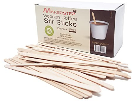 Birch Wood Coffee Stirrers, 5.5 Inch Round End Wooden Stir Sticks 500 Pack