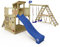 WICKEY Spielturm Klettergerüst Smart Nest mit Schaukel & Rutsche, Sandkasten, Surfswing mit Kletteranbau, Kinder Kletterturm mit Kletterwand & Spiel-Zubehör - blau