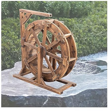 Fuente de agua de madera, rueda de agua para jardín, patio, estanque, piscina, fuente de granja, fuente de cascada ornamental, ruedas Feng Shui, fuente decorativa para patio al aire libre ( Size : Dia
