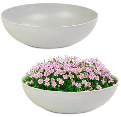 matches21 HOME & HOBBY Matches21 - Macetas para exteriores (2 cuencos decorativos grandes, color gris mármol, 30 cm, para jardín, balcón o cementerio como cuenco para tumba)