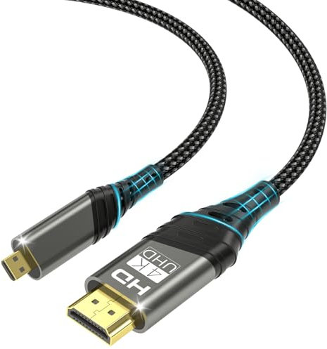 Micro HDMI To HDMI,2M 4K@60HZ 3D 1080P Cavo Adattatore da tipo D a A Supporta Ethernet,3D,HDR e ARC,Micro HDMI a HDMI compatibile con Raspberry Pi 5/4,fotocamere A6300 A6400,Hero,Yoga,ODROID ecc