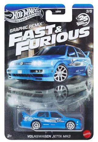 Hot Wheels FAST AND FURIOUS Graphic Remix Auto VW JETTA MK3 – Modelo Die Cast a escala 1:64 – Longitud 7 cm – JBY46