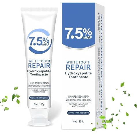 Hydroxyapatite Toothpaste,Hydroxylapatit Zahnpasta, fluoridfreie Zahnschmelzreparatur und Linderung von Zahnempfindlichkeit (4.23oz)