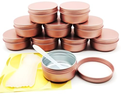 Wopanxye 80 ml aluminiumburk, påfyllningsbar makeupbehållare, 80 g liten rund behållarflaska burkar för kosmetika, läppbalsam, kräm, toner, ögonskugga, ljus, te, pärlor, 10 stycken reseburkar burkar