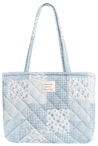 Sunwel Fashion Bolsa acolchada floral con cremallera superior para mujer, para trabajo, viajes, gimnasio, compras, playa, Bluepatch