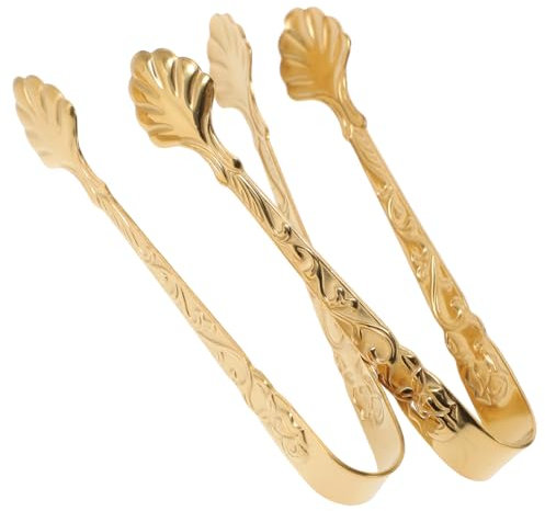 HOLIDYOYO 2 Pièces Pince à Glaçons Pince à Glace Pour Bar Mini-pinces Pinces à Glace Dorées Glacer La Nourriture Pinces De Cuisine Pince à Sucre En Morceaux Clips Golden Acier Inoxydable