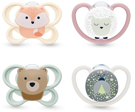 NUK Perfect Match Air Baby Dummies | 0-6 Months | Orthodontic Soothers that Promote Air Flow & Prevent Drool Rash | 95% Baby Acceptance** | Assorted | 4 Count