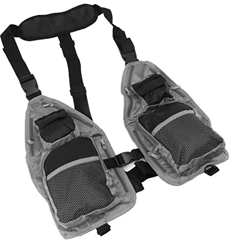 Tnfeeon Chaleco Ligero de Pesca con Mosca, Tela Oxford Transpirable, Diseño de Múltiples Bolsillos, Correas Acolchadas para los Hombros, Ideal para Acampar y Pescar