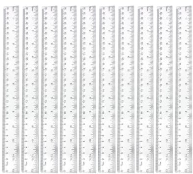 YIPFEN Lot de 10 Règles de 30 cm en Plastique Transparent Rigide - Graduations Stables pour Éviter les Erreurs de Trait et Mesurer Juste au Collège ou au Bureau