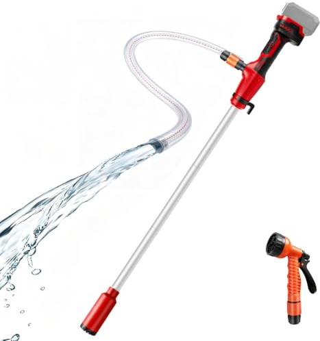 Pompe à eau de pluie sans fil 50 l/min pour Milwaukee 18V (sans batterie) | Pompe à tige portable, pulvérisateur, tuyau 1,5m, pour piscine, jardin, étang, tonneau