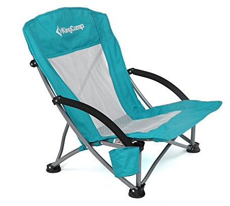 KingCamp Strandstol Hopfällbar Nätrygg Låga Campingstolar Lättviktig Låg Sling Liggande Campingstol för fiske vid stranden, camping, picknick