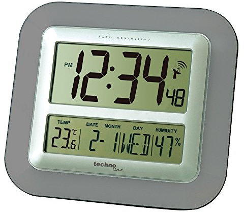 Technoline Jumbo-Funk-Wanduhr WS 8006 Kalender Temperaturanzeige (anthrazit)