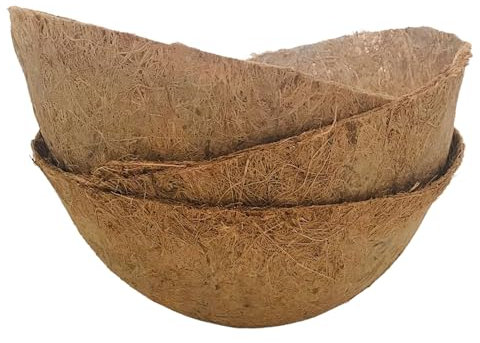 Pokugiardini, Kokoseinsätze für Blumenampeln, Kokostöpfe in Schalenform als Einlage für Hängekörbe und dekorativen Pflanzenarrangements. Für den Innen- und Außenbereich, 3Stk./30cm