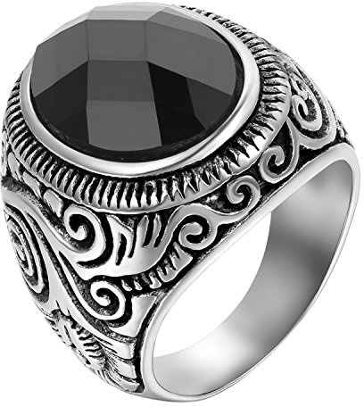 OIDEA Anello Uomo Acciaio Inossidabile Fidanzamento Promessa Matrimonio Argento Nero 30