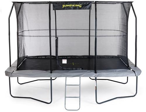 Jumpking 8ft x 12ft Rectangular Pro Trampoline With Safety Enclosure Net & Ladder ❘ Outdoor Garden Trampoline For Adults & Kids With 110gsm Net & Hard Wearing Surround Pad - 10 Year Warranty