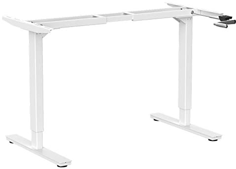 Ergotopia Desktopia Budget Höhenverstellbarer Schreibtisch | Per Kurbel verstellbares Tischgestell | Breite verstellbar für alle gängigen Tischplatten (Weiß, Ohne Tischplatte)
