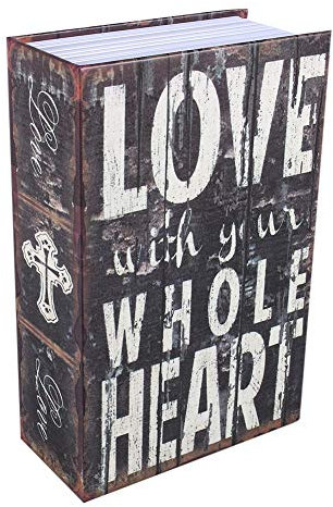 Ablagebuch Safe Aufbewahrungsbox, Buchsafe Tresor mit Schlüssel Bücherregal-tresor Safe Dose Buchtresor mit Schlüsselschloss für Schlüssel und Zahlenschloss(LOVE type)
