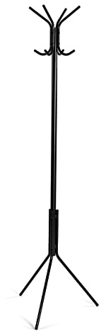 Versa Kala Perchero de Pie de Estilo Minimalista, con 8 Ganchos o Colgadores para Ropa o Bolsos para el Recibidor, Medidas (Al x L x An) 174 x 42 x 48 cm, Metal, Color Negro