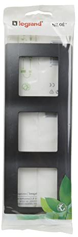 LEGRAND Marco 3 elementos, Placa embellecedor para mecanismo de la gama Niloé Monobloc, Color Negro, 396417
