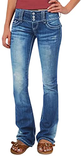 Onsoyours Donne Jeans Larghi Pantaloni in Denim Cargo a Vita Bassa Pantaloni Dritti a Gamba Larga Slim Fit Pantaloni Invecchiati Indie Estetica Vintage Streetwear B Blu S