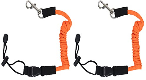 Qaziuy 2Pcak Kayak Paddle Leash, Elastic Kayak Paddle Rope with Adjustable Belt Buckle and Hooks, Kayaking Accessories for Canoeing Boating Surfing