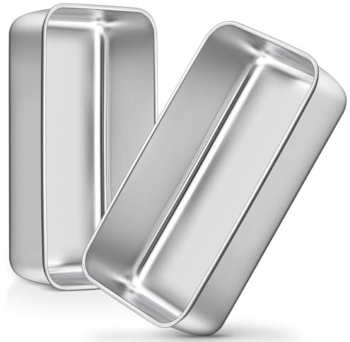 Joyfair 2lb Loaf Tin, Stainless Steel Bread Tin Set of 2, Loaf Pans for Baking Cake/Meat/Banana Bread/Loaves/Lasagna/Brownies, Healthy & Easy Release, Non Toxic & Rust Resistant, 23.5x12.7x6.3 cm