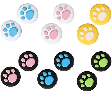 Lot de 12 capuchons de protection pour le pouce compatibles avec Nintendo Switch et Switch Lite en silicone Motif patte de chat