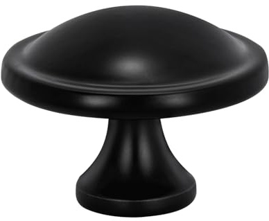 Banqin 10 Pack Cabinet Knobs Black Round Mushroom Hardware Cabinet Knob for Dresser Drawer Diameter 1-1/2 Inch