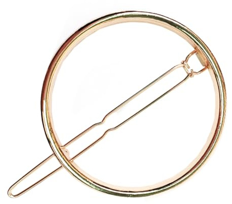 HSIXHAF 1 pcs Pinza para el Pelo de Metal, Pasador Hueco Redondo Dorado Horquilla Minimalista Bobby Pin geometría Metal Accesorios para el Cabello para Gilrs y Mujeres (círculo Dorado)