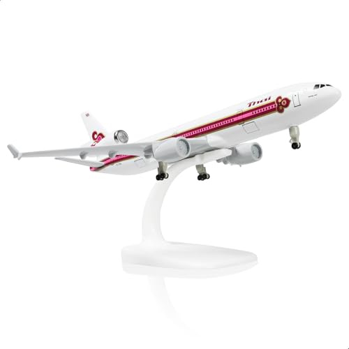 QIYUMOKE MD-11 Thai 1/300 Diecast Metall Flygplan Modell med Stativ | Legering flygplan modell för vuxna (HS-TMA) -21,5 cm flygplan för flyg älskare gåvor, displaydekorationer
