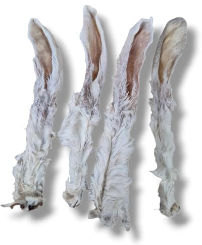 1 kg Kaninchenohren mit Fell getrockneter Hundesnack, Kausnack, Hundefutter natürlicher und leicht verdaulicher Snack für Hunde, ideal zur Zahnpflege und Belohnung, ca. 100 STK.