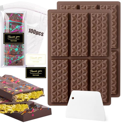 Jurcicat 2 Piezas Molde de Silicona para Chocolate y Turrón - BPA Libre, DIY para Bombones y Praliné (Diamante)