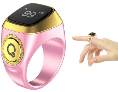 Abiyou Anello Tasbih Intelligente, Anelli Intelligenti Contatore, Smart Rings Contatore, Contatore di Preghiera Anello, Contatore Dito Ricaricabile Anello, Tasbih Clicker Ricaricabile (Rosa, 18MM)