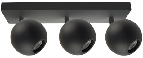 ENOVALITE Deckenspots GLOBE 3-flammig Schwarz Ø10cm LED Deckenlampen auf Spotbalken aus Metall mit GU10-Fassung - Drehbare Spotlampen für Wohnzimmer, Küche & Flur - IP20